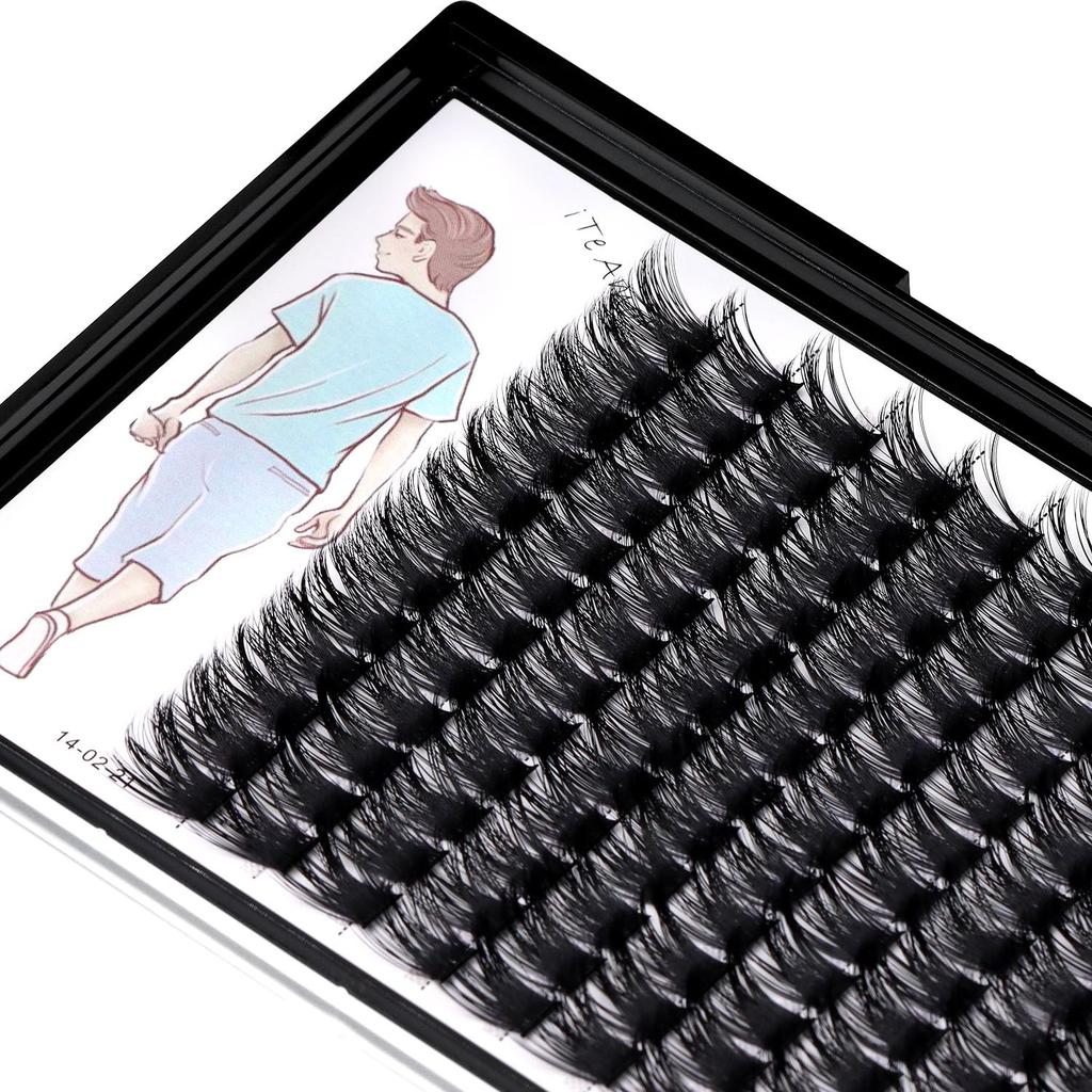 Large Tray-Grafted Wide Rod Individual False Eyelashes Thick Base 120 Cluster D Curly Hair Naturally Dense Eyelashes 8-20 Mm Optional (14 Mm)