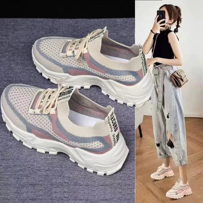 Spring and Summer New Sports Women's Shoes Breathable Soft-soled Casual Canvas Lightweight Running Platform Shoes