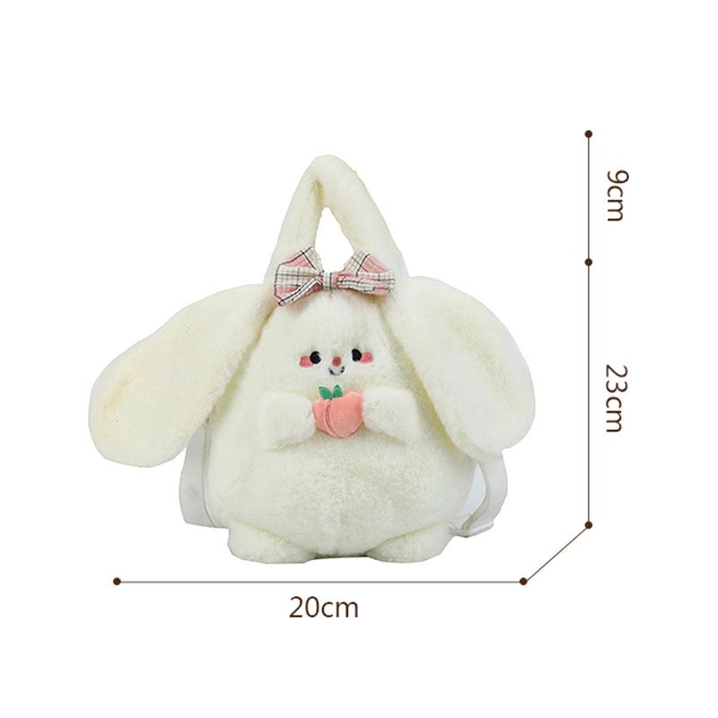 Women's Cartoon Style Bag with Cute Avocado Cat Design; Sweet Peach Rabbit Plush Crossbody Bag Ideal for Girls Gift.