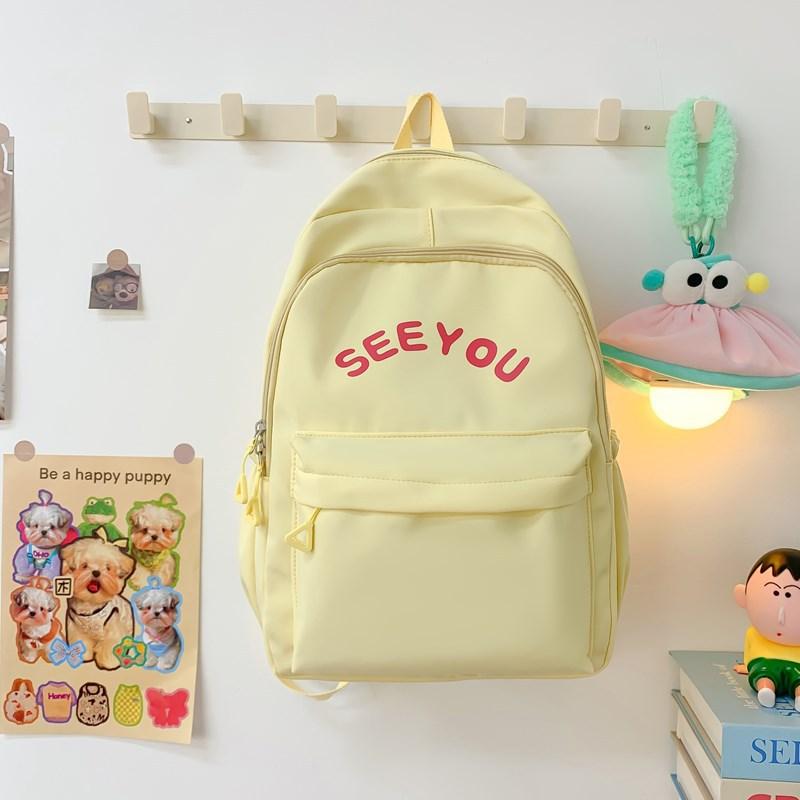 

New Casual Minimalist Japanese High School Students Solid Color College Students Backpack Travel Size Light Backpack Girl .
