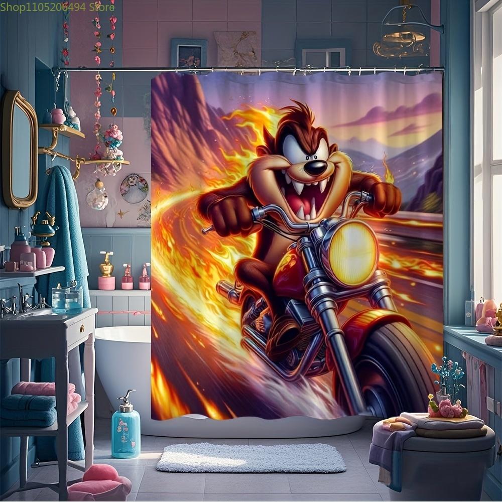 

1pc, Warner Bros. The Looney Tunes Movie Cartoon Theme Shower Curtain with Hooks, 180.09x180.09 cm, Suitable for Bathroom Deco 90x180cm