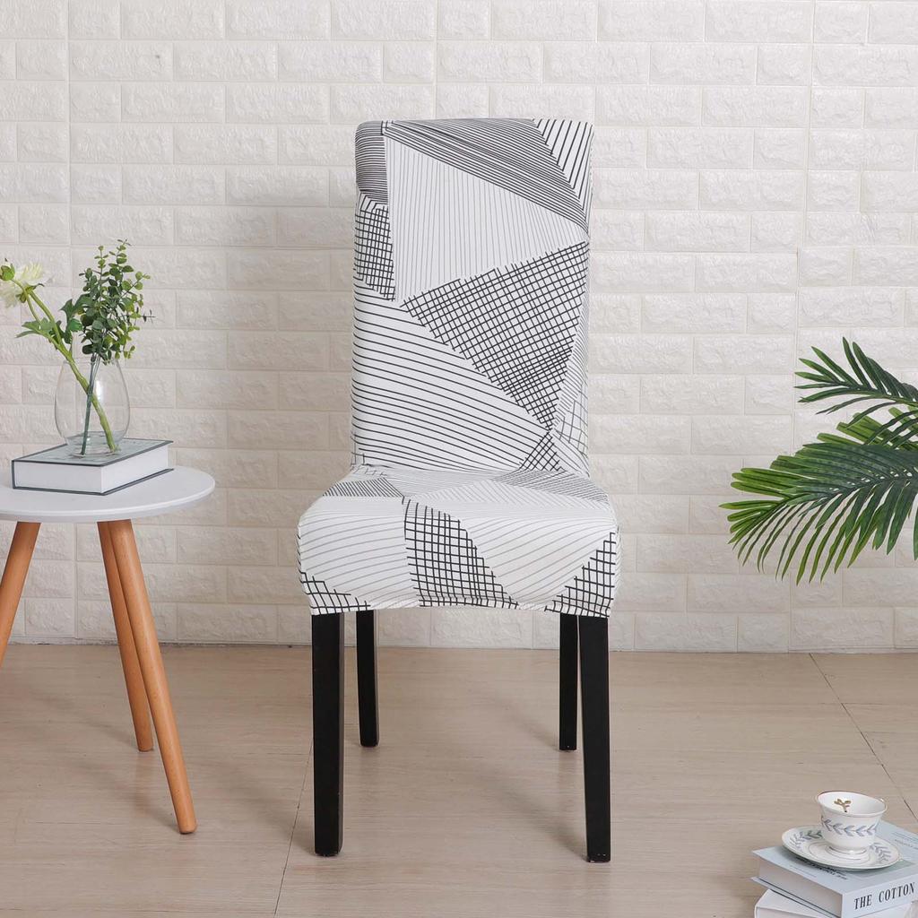 Chair Cover With White And Light Gray Geometric Pattern