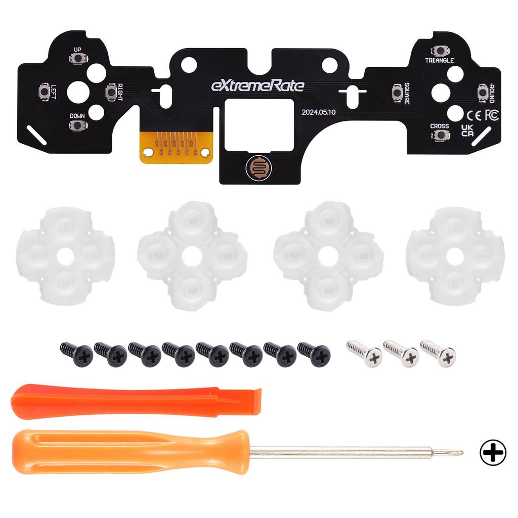 eXtremeRate Face Clicky Kit Compatible with PS5 Controller and Custom Hard Silicone Tactile Switch Action Button Mouse Click Kit Compatible with PS5