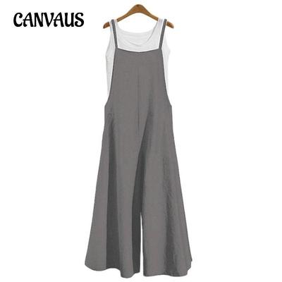 Plus Size Summer Women's Loose One-piece Wide-legged Pants Casual Jumpsuit