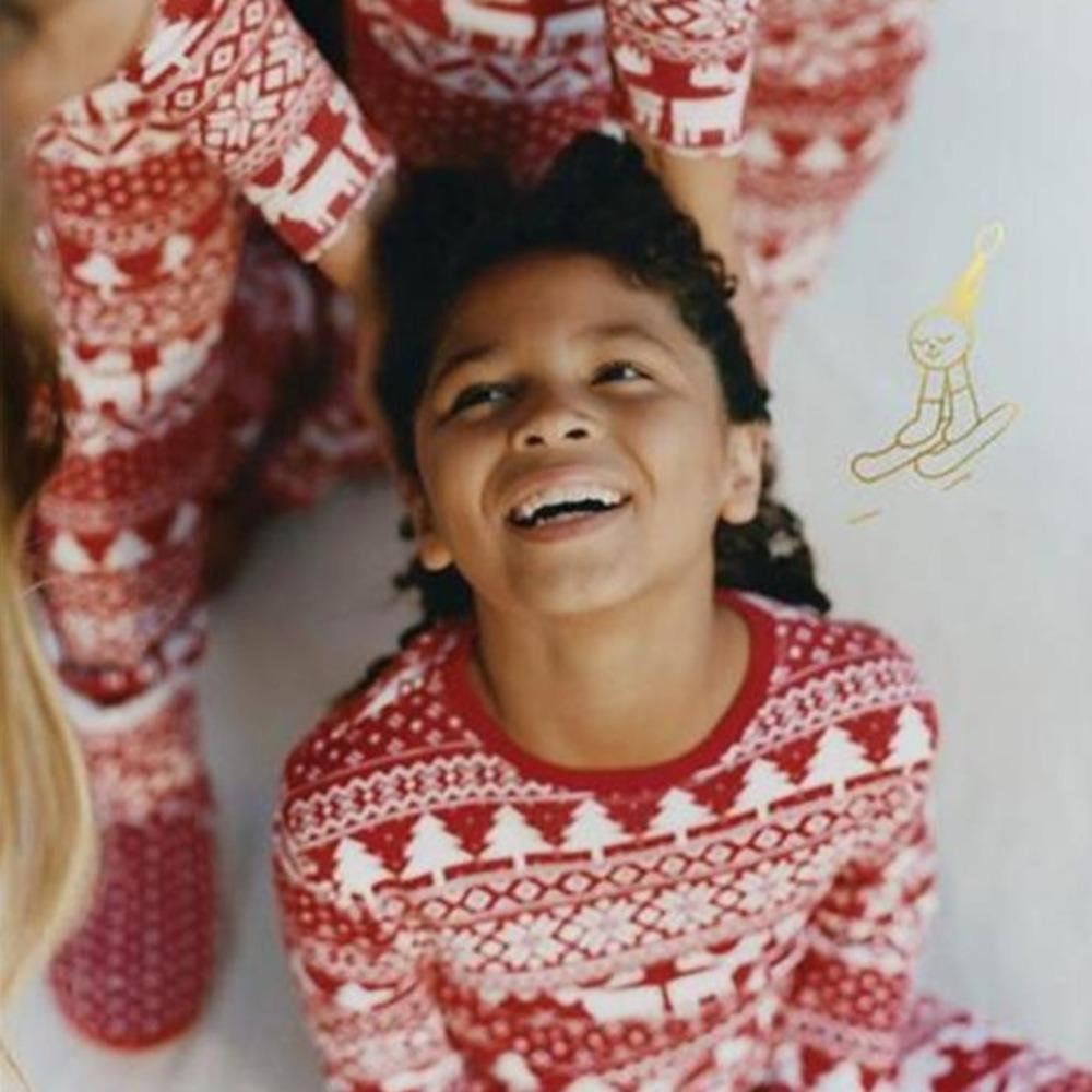 Ciepłe Rodzinne Piżamy Bawełniane Zestawy Ubrań 2024 Bluzka&Spodnie Mama Tata Dzieci