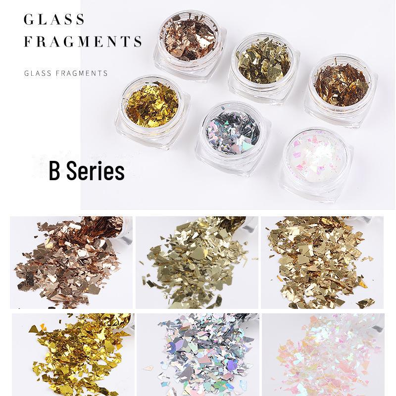 Iridescent Nail Art Sequins: Colorful Cellophane Fragments & Aurora Paper
