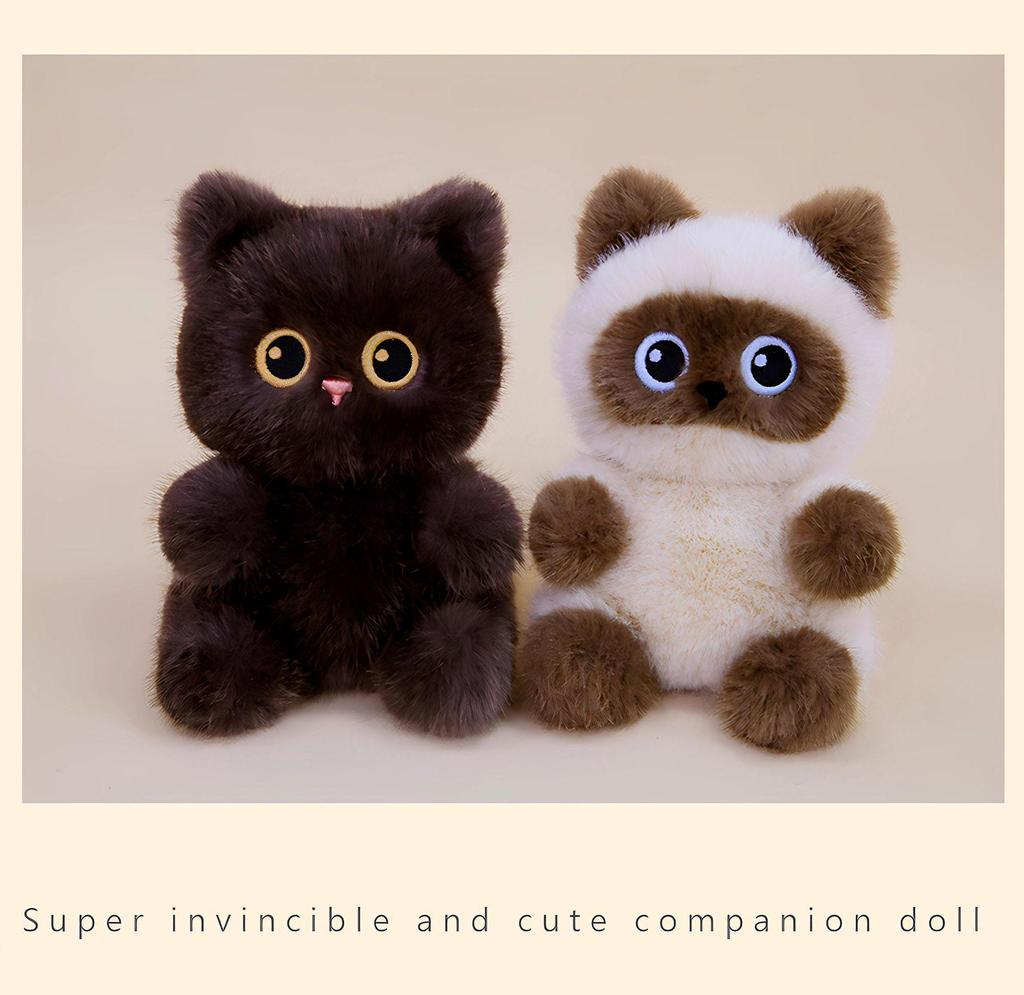 Adorable Cat Plush Keychain Pendant: Black, Calico, Siamese Varieties