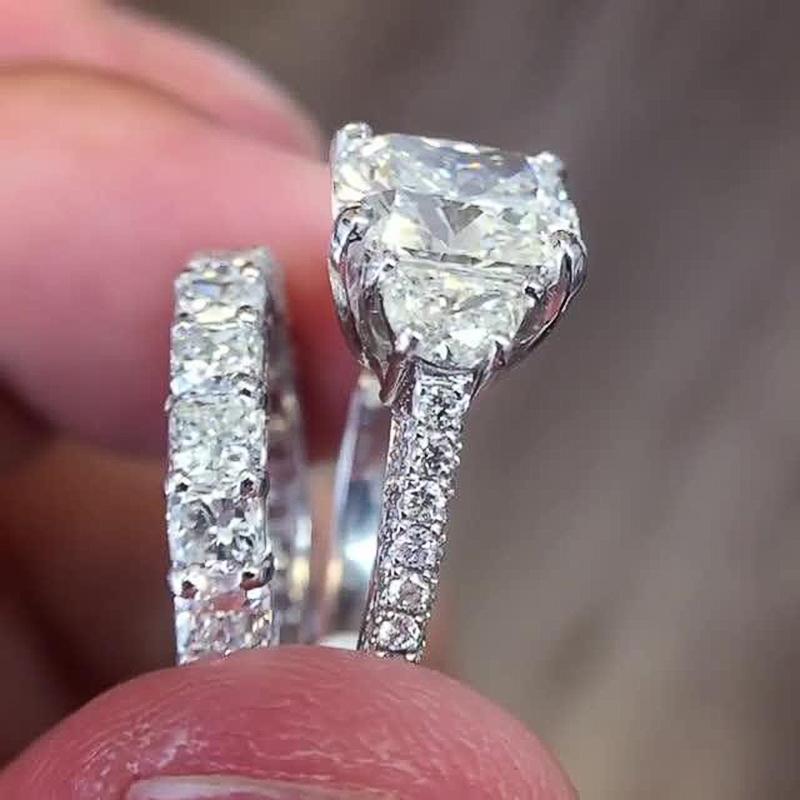 Huitan Luxury s/Set Women Ring CopperColor Wedding Engagement Noble Accessories Elegant Party Trendy Jewelry with Shiny CZ
