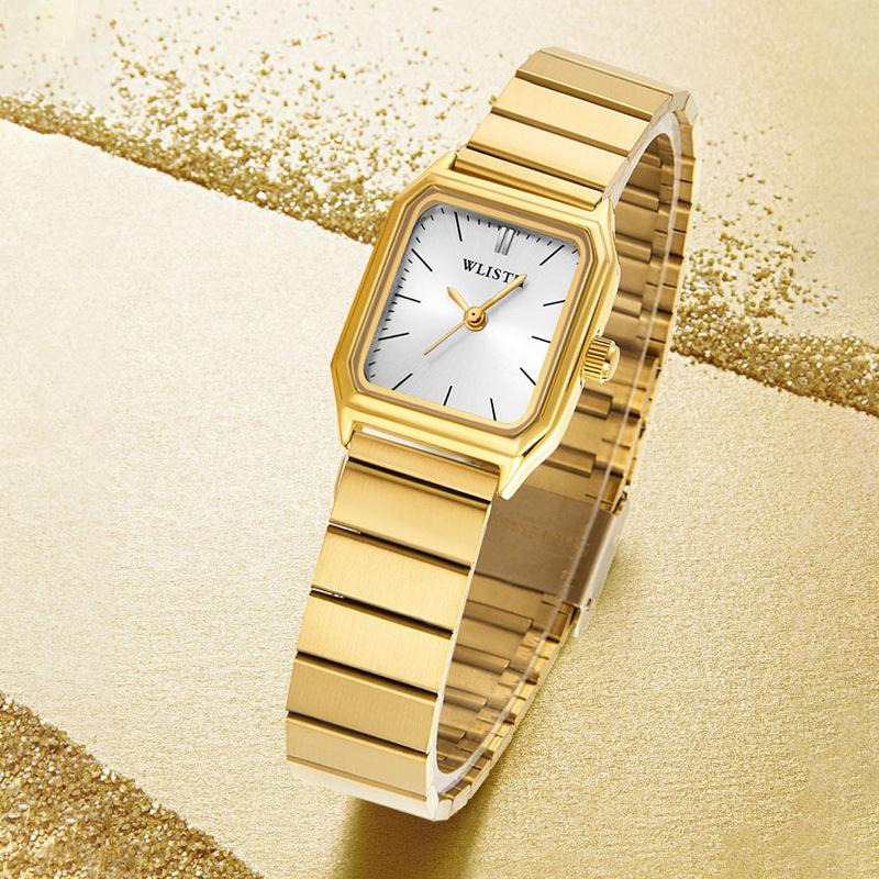 Top-Marken-Uhr Damen-Stahlarmband Damen-Uhr Echte Quarz-Uhr Wasserdichte Leuchtende Damen-Uhr Exquisite Einfache Damen-Uhr
