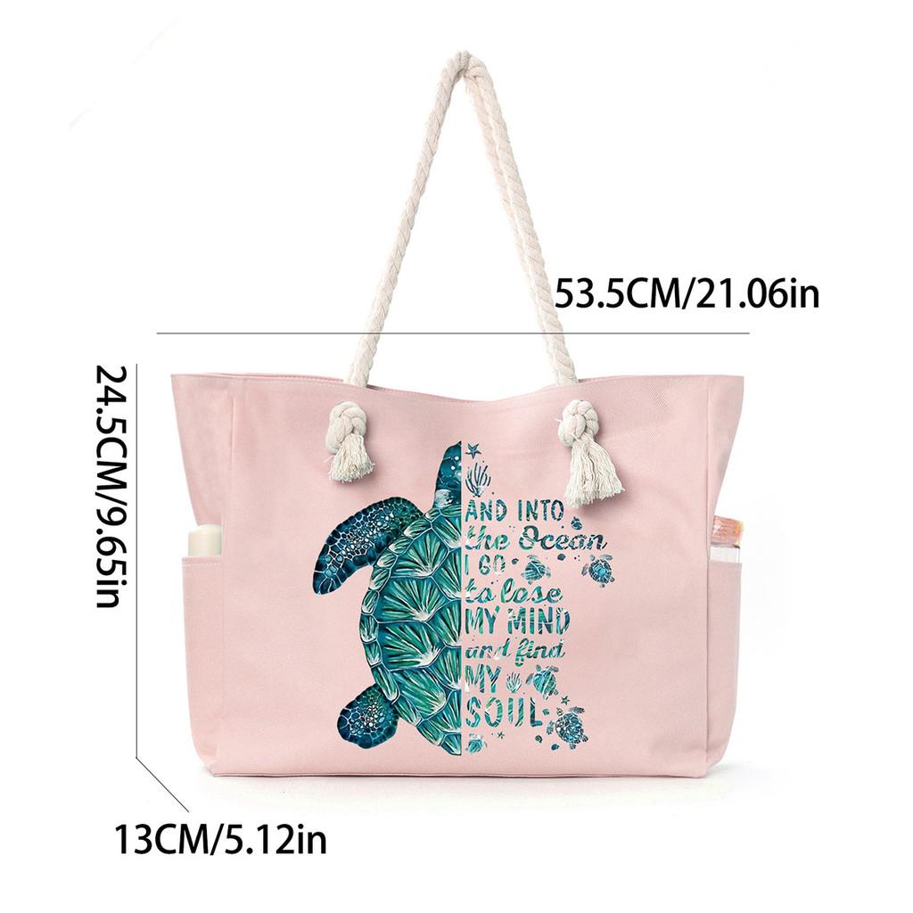 

Canvas Turtle Beach Bag For Women With Large Capacity Travel Organizer For Casual Trips Pink Turtle