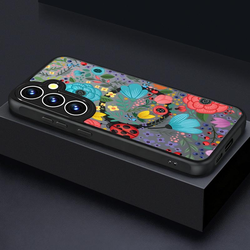 

Pink Flower Printed Magnetic Phone Case For Samsung Galaxy S26 S25 S24 S23 S22 Ultra Plus S25 Edge S24 S23 FE TPU Acrylic Cover Galaxy S26