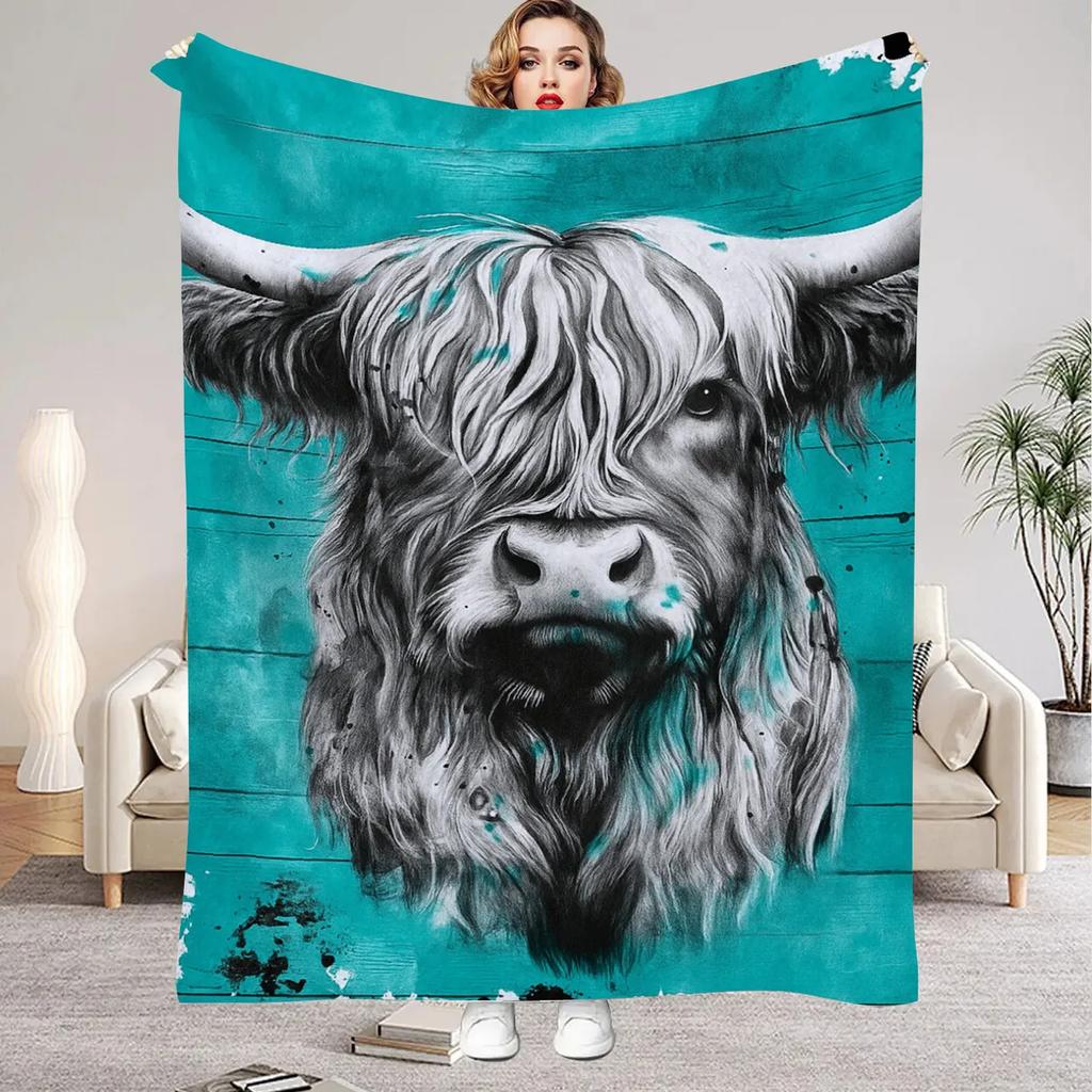 Wolf Lion Animal Print Flannel Blanket Comfortable Soft for Home Decoration Customizable Size Family Living Room Decor