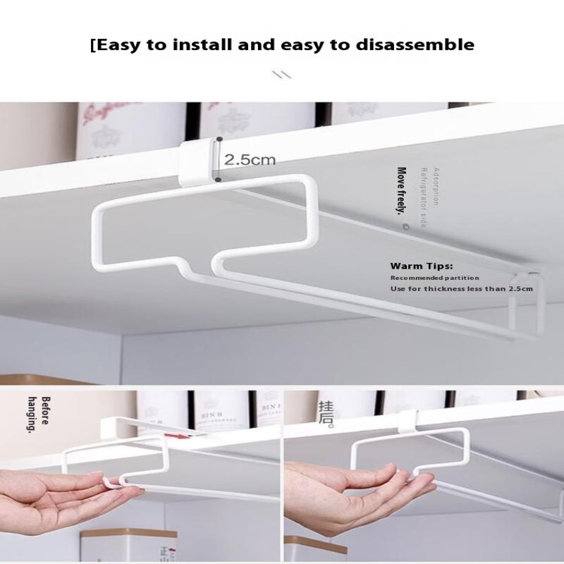 No Drilling Metal Wine Glass Holder - Stemware Rack For Under Cabinet Storage Kitchen Organization Kitchen/Bar Storage Supplies