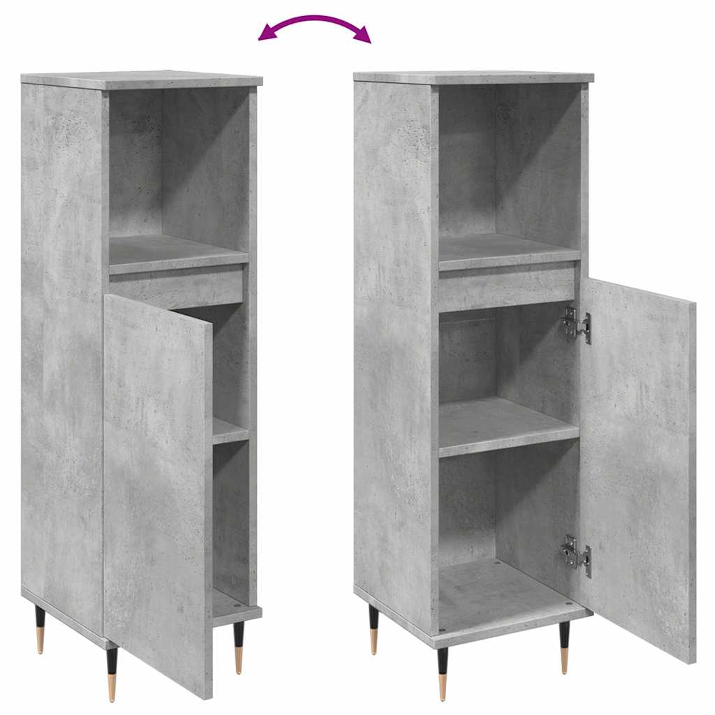 Vidaxl Bathroom Cabinet, Concrete Grey, 30X30X100 Cm