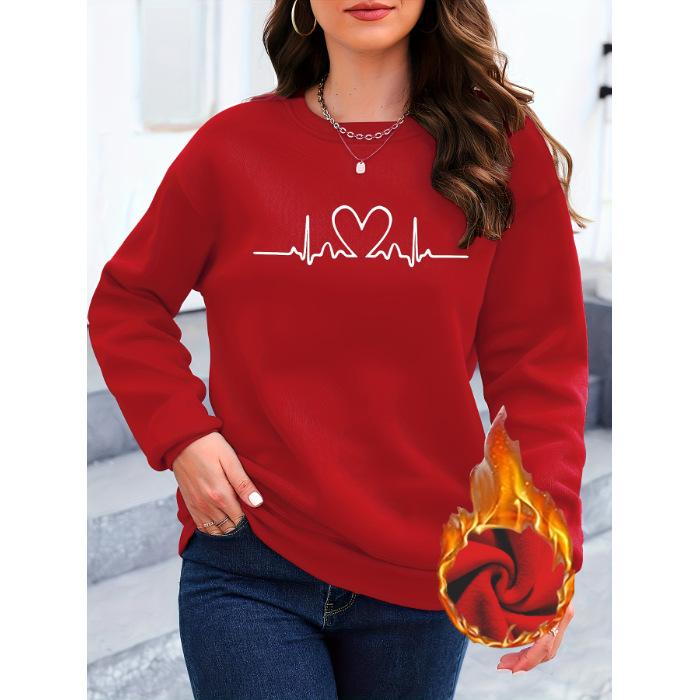 Winter New Printed Women's Round Neck Sweatshirt, European and American Casual Style Versatile Long Sleeved Top