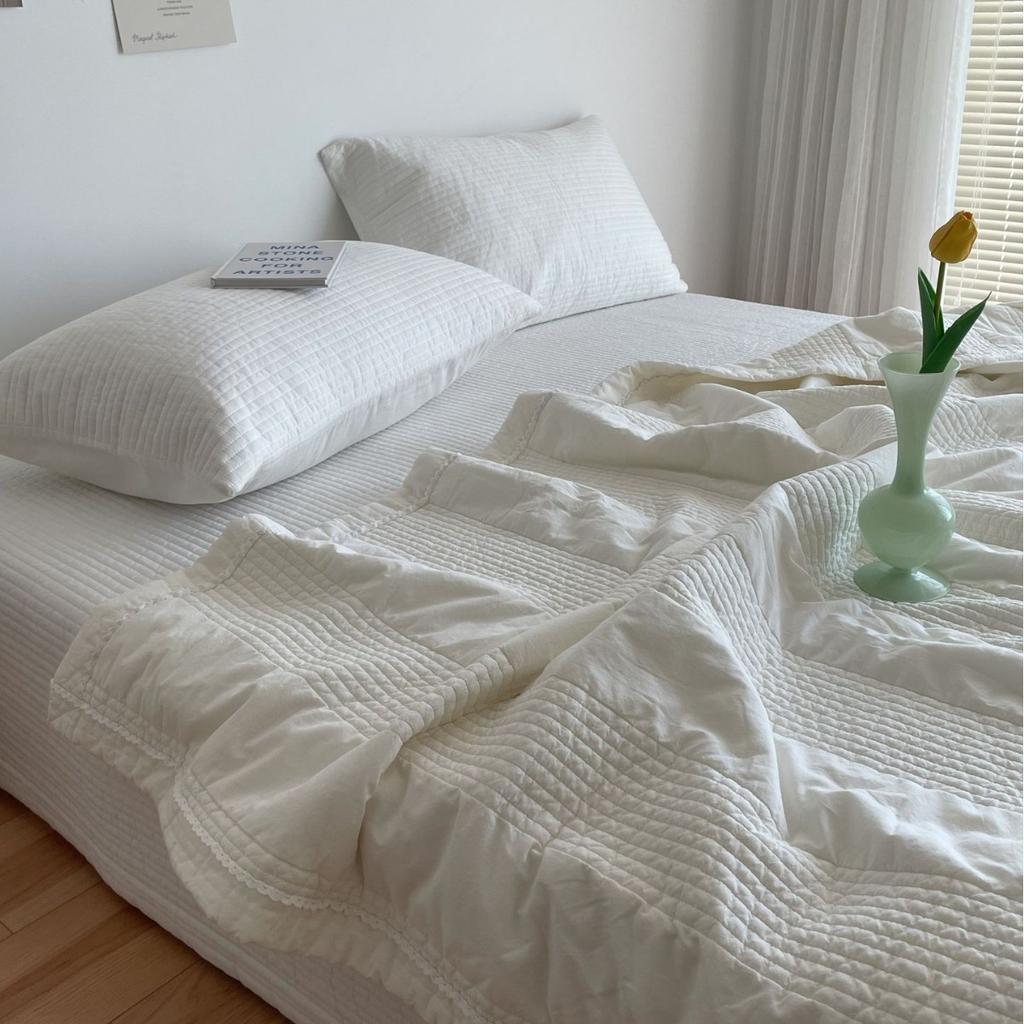 100% Cotton Sand Washed soft Bedspread 220x240cm 1-Piece Summer Quilt Lightweight Cooling Blanket Solid Color Plain Thin Bedding