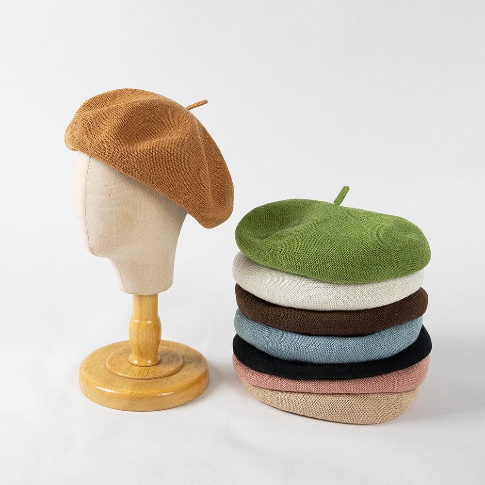 

Children s Breathable Knitted Linen Beret - Spring/Summer Casual Fashion Hat Small