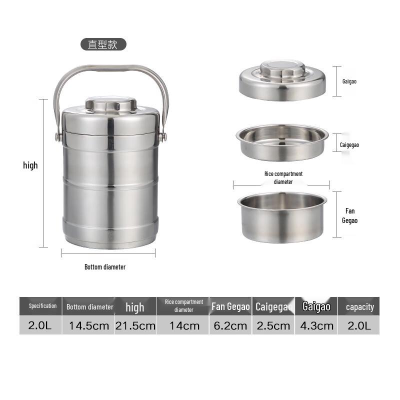 Naijiang 3-Layer Stainless Steel Insulated Lunch Box