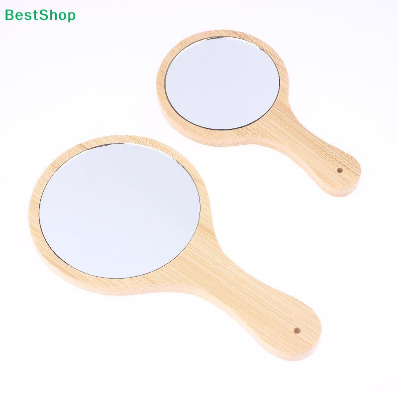 Natürlicher Bambus Handspiegel – 2 Größen Runder Holzspiegel für Zuhause & Salon