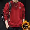 Men's American Trendy Brand Fleece-Lined Oversized Thick Hoodie - Round Neck, Perfect for Spring, Autumn, and Winter