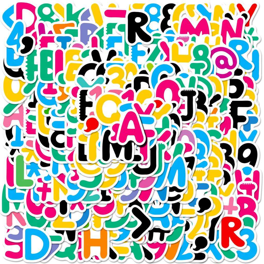 6 sztuk/opakowanie Kombinacja Cyfr Liter Symboli Kolorowe Naklejki Doodle DIY Dekoracyjne Naklejki na Kubek na Wodę Komputer