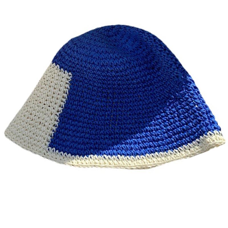 

Women Ladies Summer Sunscreen Fisherman Hat Foldable Breathable Straw Bucket Hat Stitching for Sun Hat for Seaside Gathe