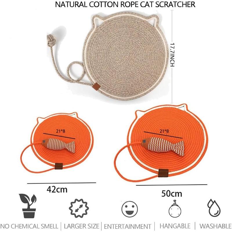 Haustier Doppelkratzbrett, Doppelkratzbrett mit Ball, Natürliches Baumwollseil Kratzbrett für Katzen, 16,9/19,7 Zoll  (Schwarz & Kaffee mit Kugel, 16,9")
