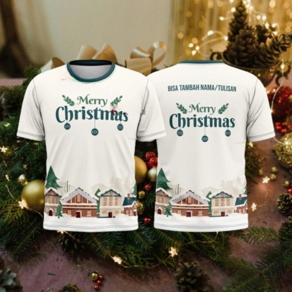 2025 Merry Christmas T-shirt Fully Sublimation Ultra fine Fiber Christmas Family T-shirt New Design Jersey