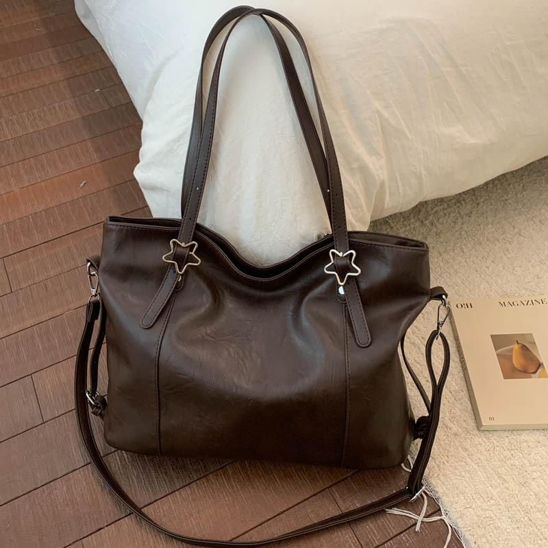 Niche large-capacity commuter tote bag autumn new lazy style simple texture casual shoulder bag