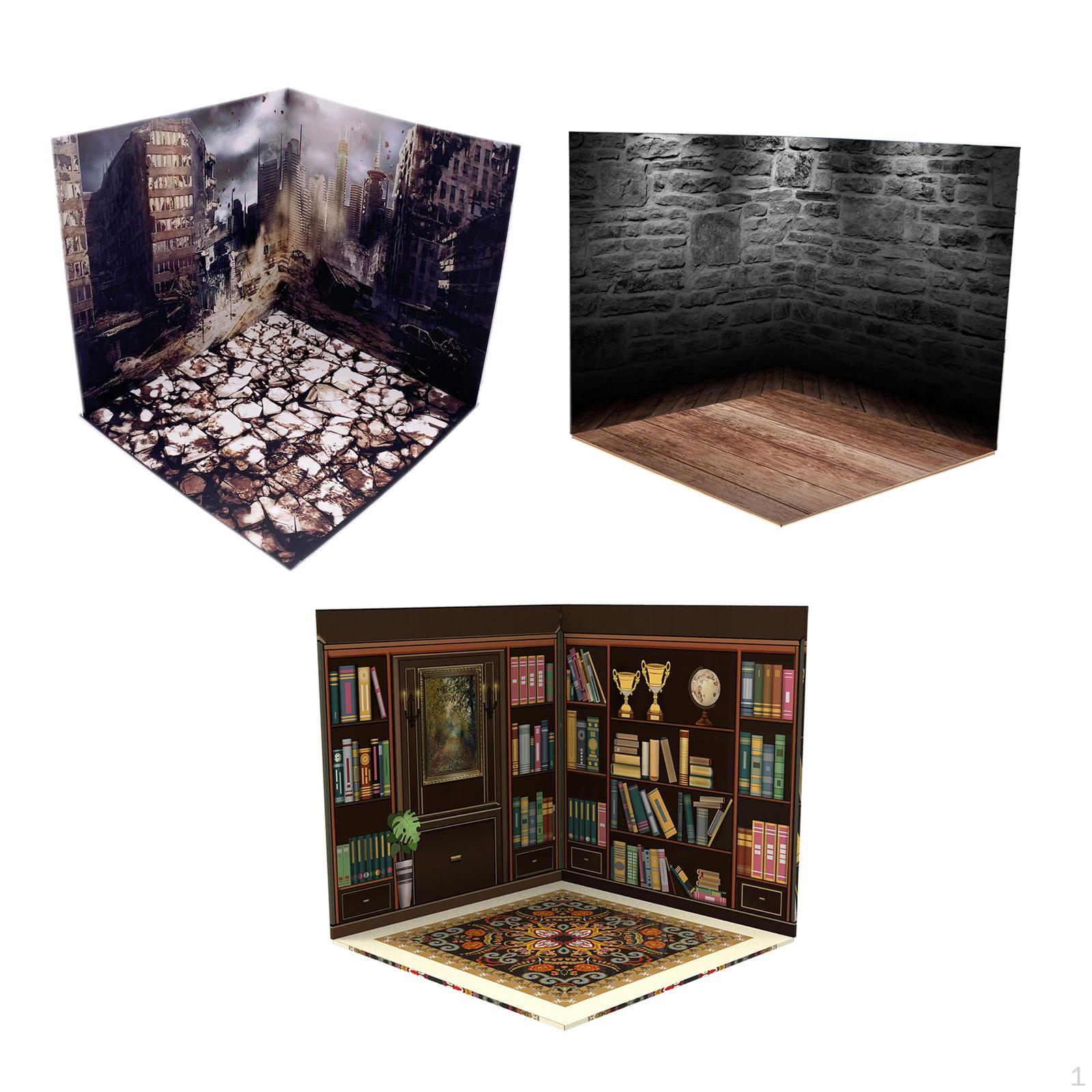 

3шт 1:Коллекция дисплеев с фоновым пейзажем в масштабе 1/12, парковочная диорама, витрина для фигурок, кукол, транспортных средств