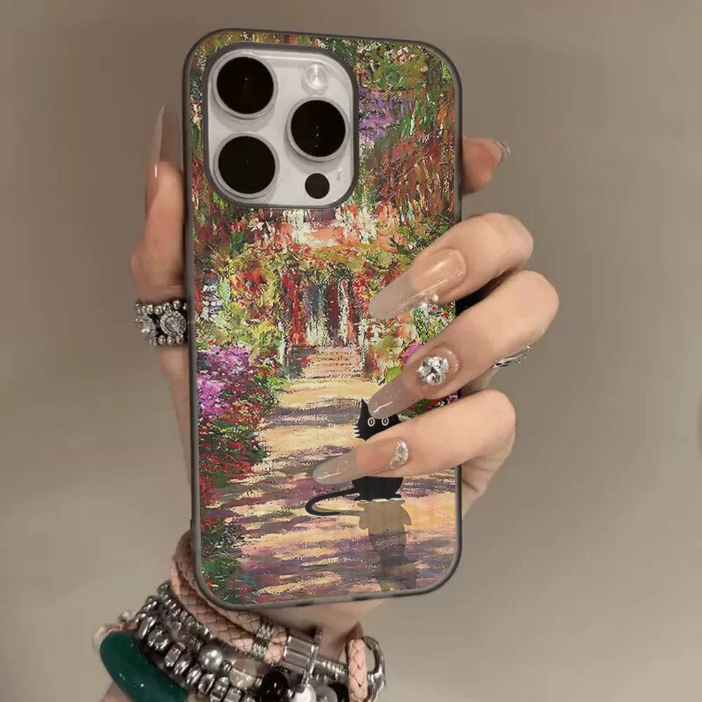 

Забавные коты Ван Гог Для IPhone 16 15 14 13 12 11 17 Pro Max Plus Волна Гофрированный чехол для телефона Противоударная крышка iPhone 17 Pro