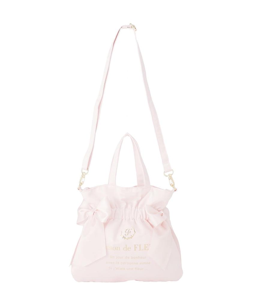 Maison de FLEUR Double Ribbon Tote Size Tote Bag 08001386100 2-Way Bag, Navy, F,