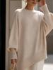 Loose Lazy Style Solid Color Women Knitted Sweater Round Neck Pullover for Autumn Winter