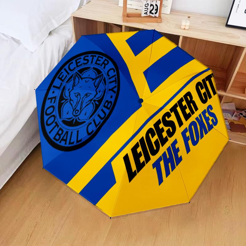 Leicester City Football Club Automatic Folding Umbrella - 8-Rib Travel Umbrella with Auto Open/Close & Portable Gifts for holidays or birthdays