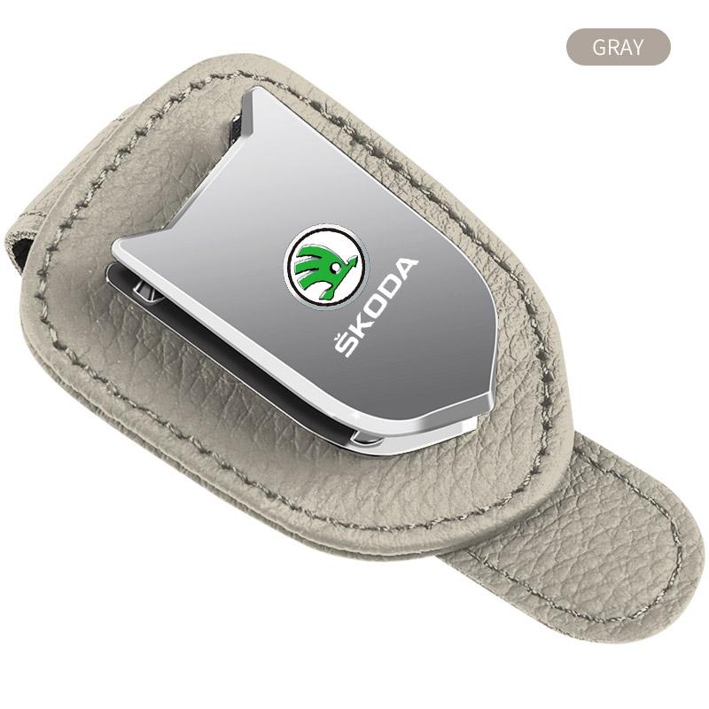 Auto Sun Visor Glasses Box Sunglasses Clip Card Ticket Holder Stand For Skoda Octavia Superb Rapid Kodiaq Karoq Fabia Kamiq Roomster Citigo