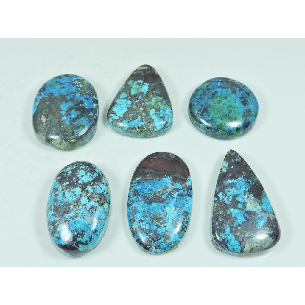 220Cts. Natural Shattuckite Mix Shape Cabochon Loose Gemstone 06 Pcs Lot C-3907