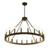 Farmhouse Industrial Rustic Black Wheel Chandelier for Dining Room, Bedroom, Foyer, or Living Room.