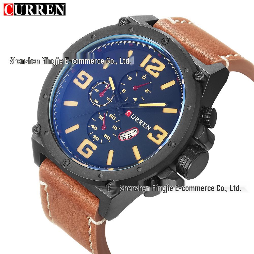 CURREN 8230 Men's Quartz Sport Watch with Casual Leather Strap and Calendar Function