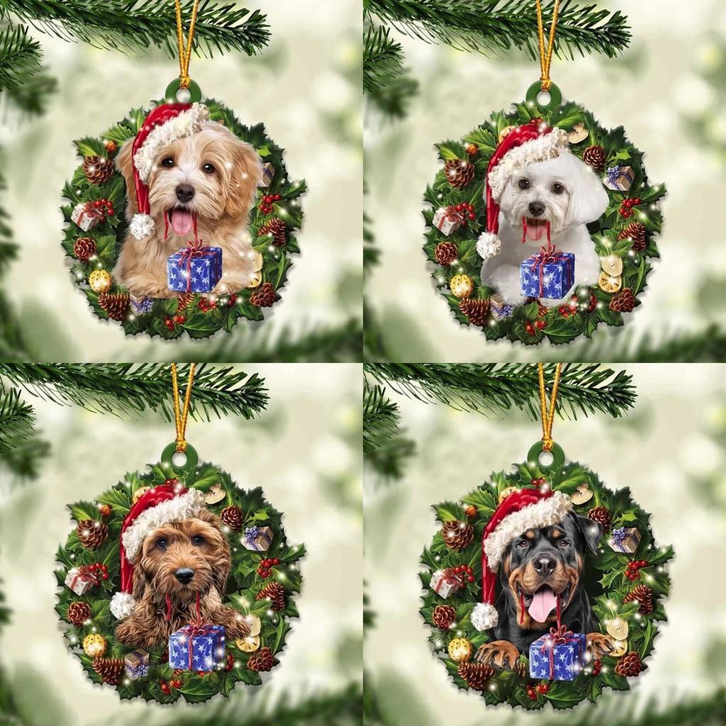 Cute Christmas Acrylic Dog Hanging Decor For Rearview Mirror And Home Spaces