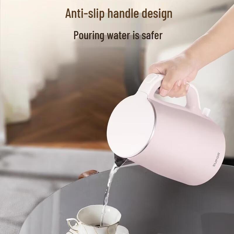 SUPOR 1.5L Double-Layer 304 Stainless Steel Electric Kettle