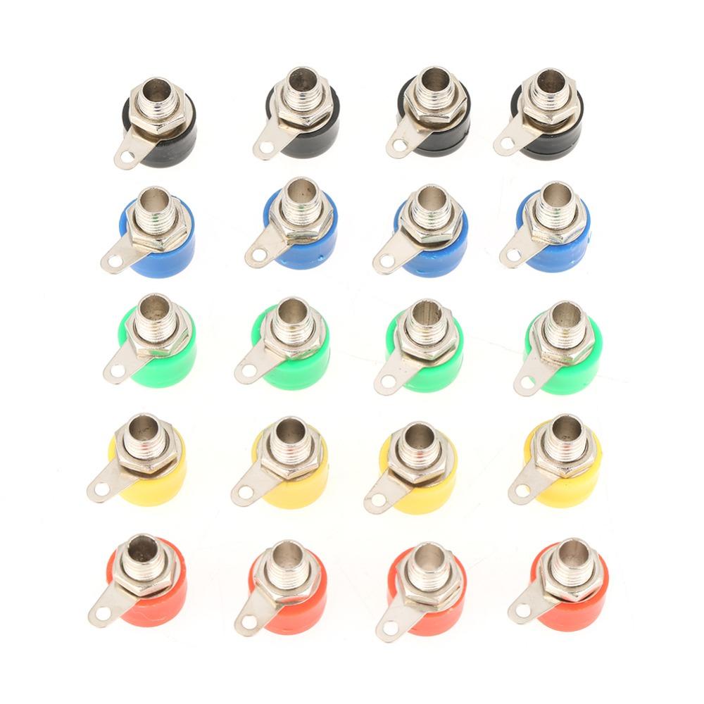 20Pcs 4mm Banana Jack Socket ABS Material Insulation Speaker Amplifier Terminal Mixed Colors Corrosive-resistance Binding Post