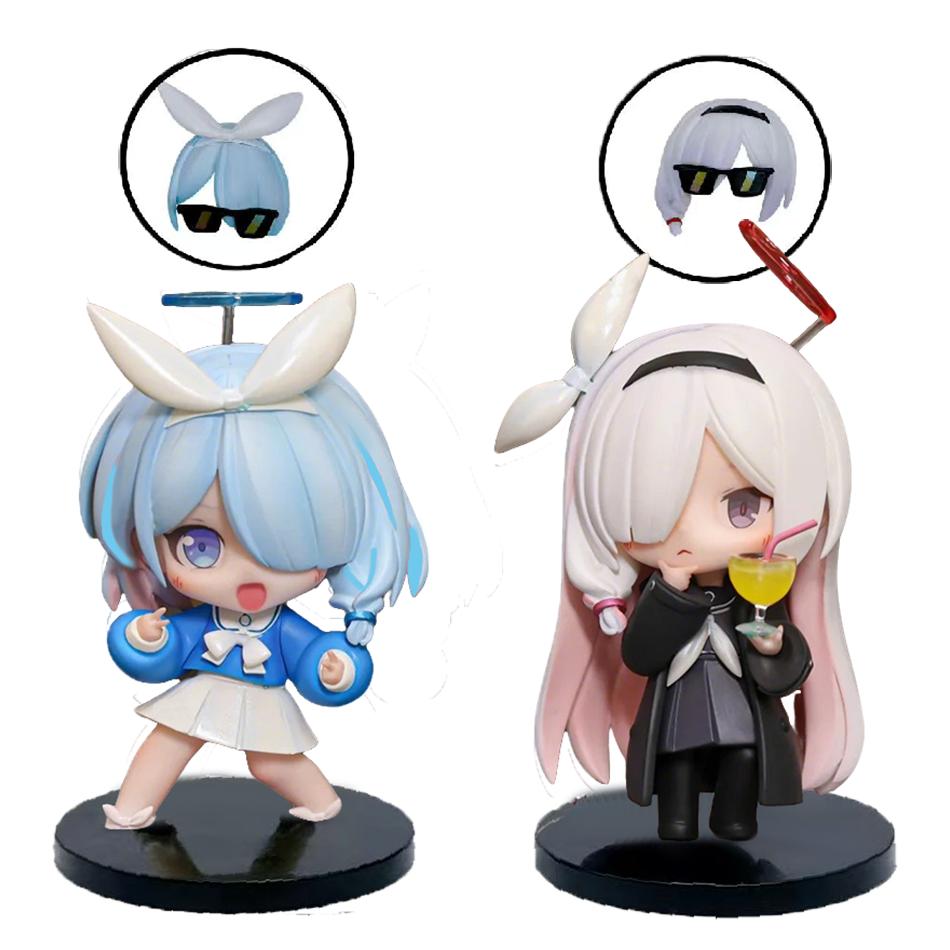 2 Kinds Blue Archive Anime Figurine Arona Prana Game Character Q Version Cartoon Collectible Model Face Changing Toys Gifts