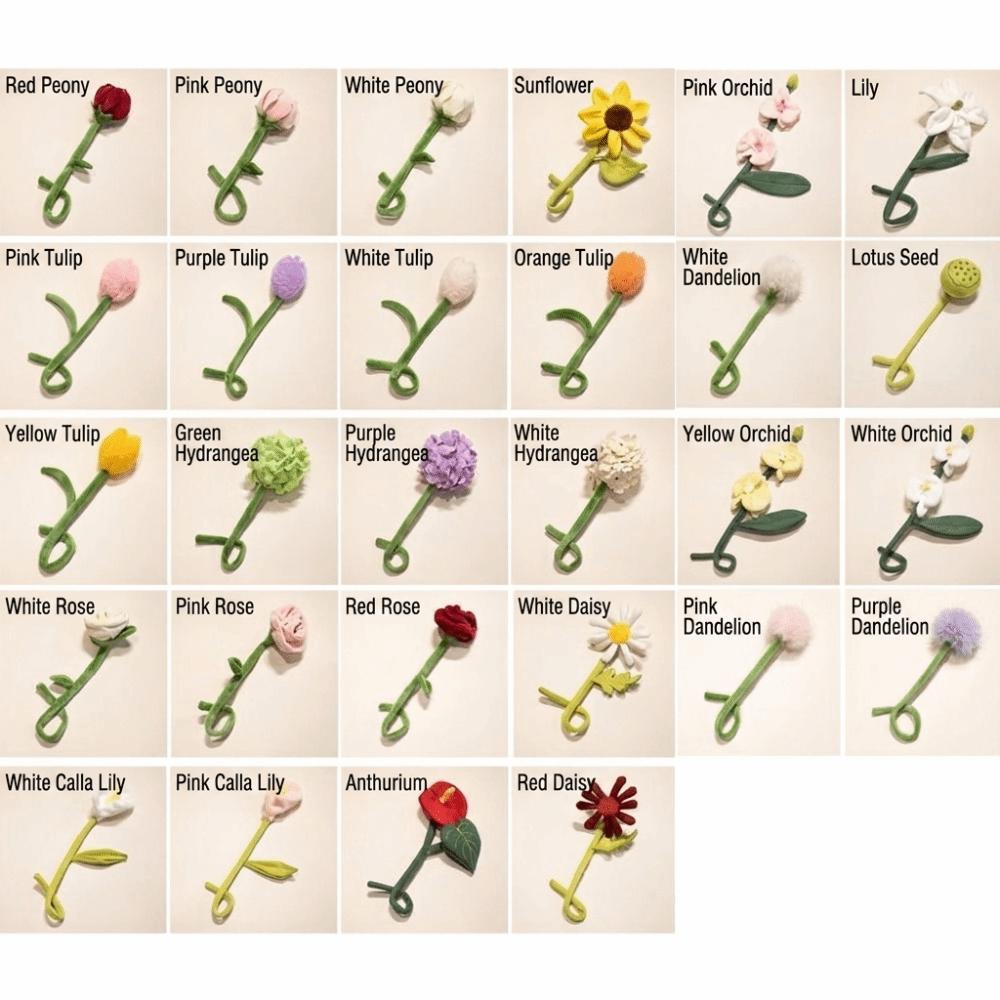 Twist Stick Handmade Felt Flower Bendable Wire Stem Flexible Iron Wire Artificial Floral Bouquet Artificial Single Stem Bouquet