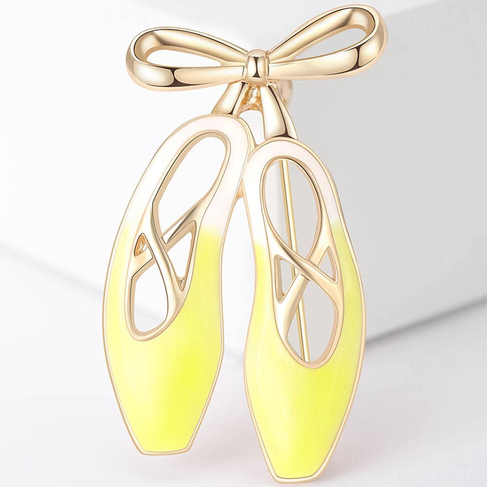 

Женская эмалированная обувь, брошь, булавка, золотой тон, балетки, броши, свадебный подарок, лацкан жёлтый