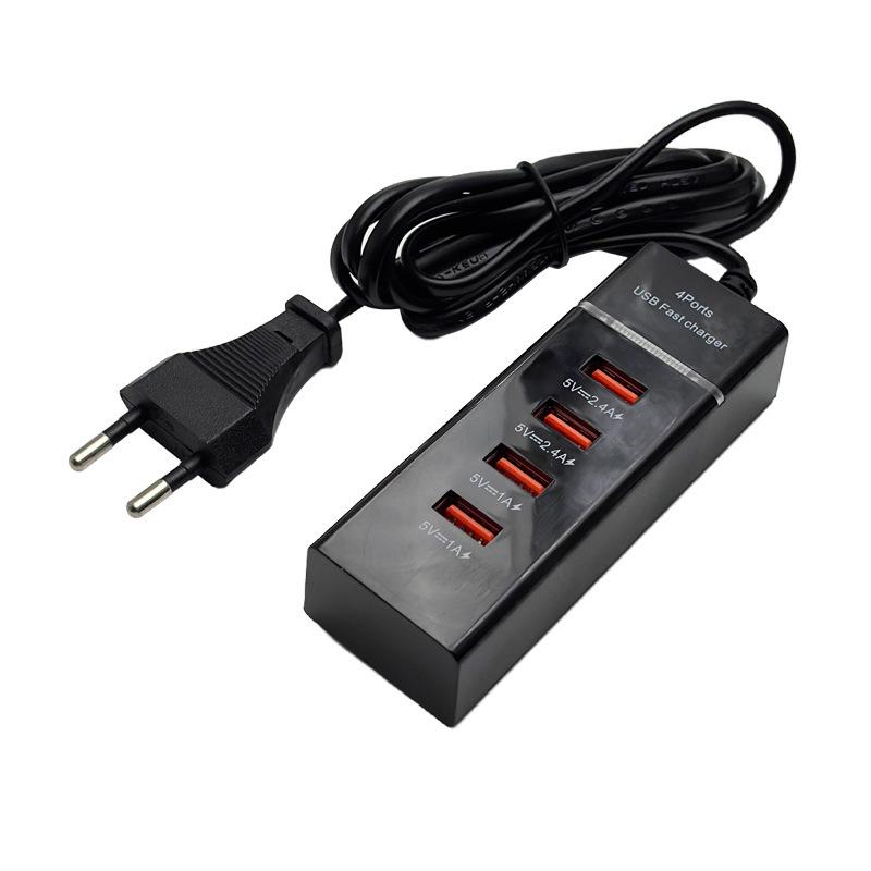 

Smart 4-Port USB Charger: 5V 2.4A Power Strip for Apple & Xiaomi Devices