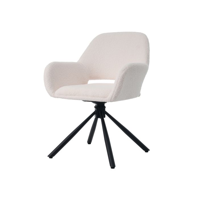 Chaise pivotante - MUVOE - Set de 2 - Tissu Sherpa - Blanc - Avec accoudoirs
