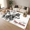 Wolf Theme Soft Crystal Velvet Rug Custom Name & Text Print Non Slip Floor Rug for Bedroom Living Room