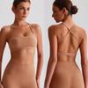 Fashion Nude Feel Spaghetti Strap Cross Beauty Back Exercise Bra Women's Sexy Yoga Vest Pilates Workout Underwear
