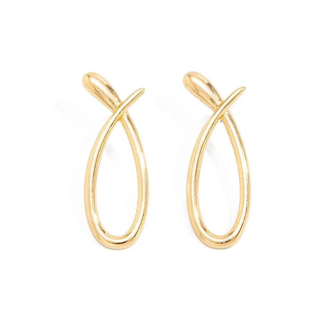SHIXIN Simple Irregular Geometric Stud Earrings Women Punk Smooth Gold Color Metal Circle Piercing Ear Daily Wear Jewelry Gift