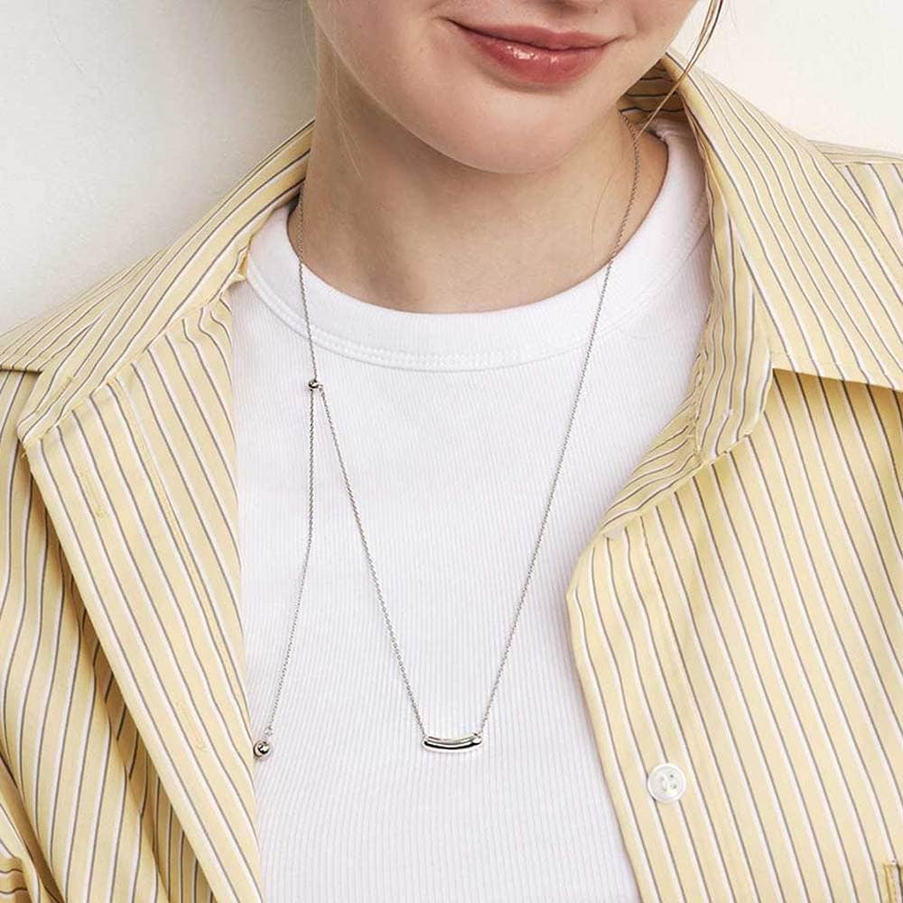 [Worn by Kwon Jin-ah and Soyou] Soft Line Pipe Long Necklace